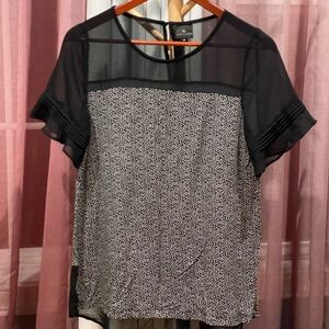 Worthington Top Polka Dot Black Sheer
